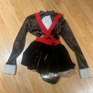 large child reindeer costume with red suspenders